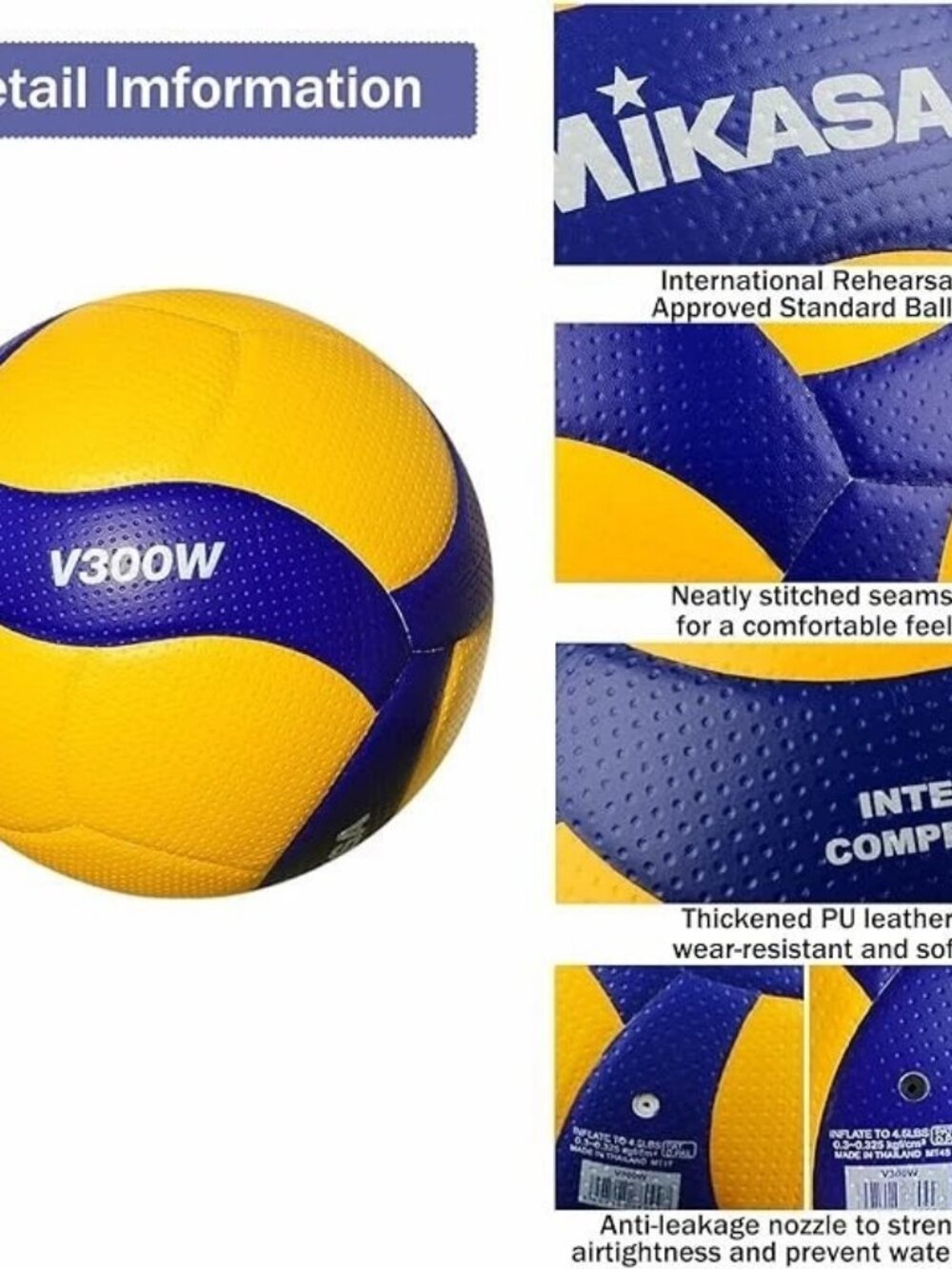 Mikasa V300W Volleyball Ball Professional Volleyball Ball Size 5